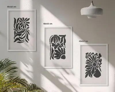 Abstraktní rostlinné vzory sada 3 obrazů