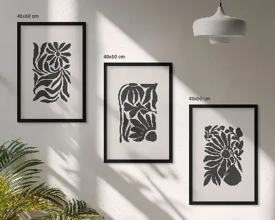 Abstraktní rostlinné vzory sada 3 obrazů