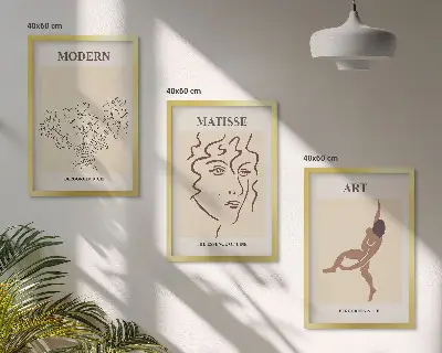 Sada obrazů do obývacího pokoje stylová grafika s květinovými motivy postav
