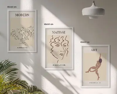 Sada obrazů do obývacího pokoje stylová grafika s květinovými motivy postav