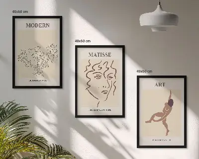 Sada obrazů do obývacího pokoje stylová grafika s květinovými motivy postav