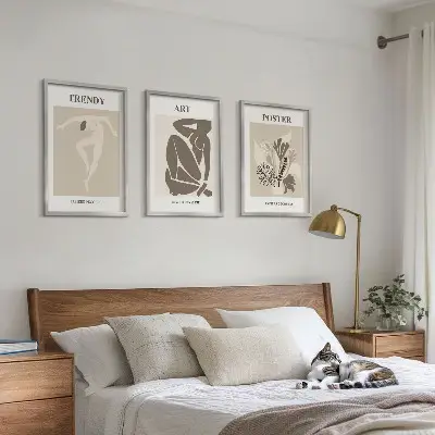Sada obrazů do obývacího pokoje s rostlinnými motivy ve stylu Matisse