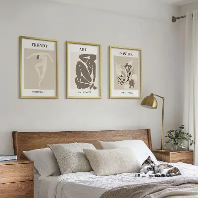 Sada obrazů do obývacího pokoje s rostlinnými motivy ve stylu Matisse