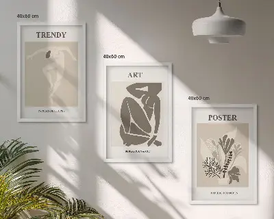 Sada obrazů do obývacího pokoje s rostlinnými motivy ve stylu Matisse
