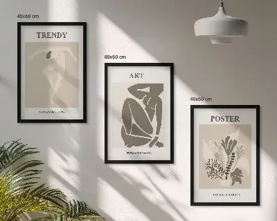 Sada obrazů do obývacího pokoje s rostlinnými motivy ve stylu Matisse