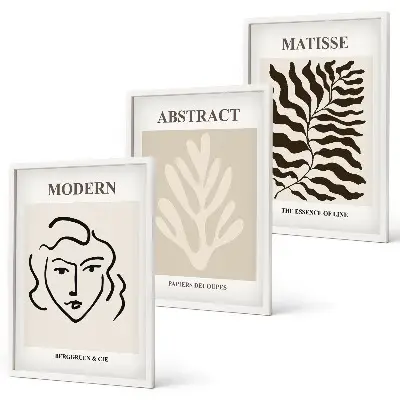 Sada 3 obrazů Matisse motivy abstraktních tváří