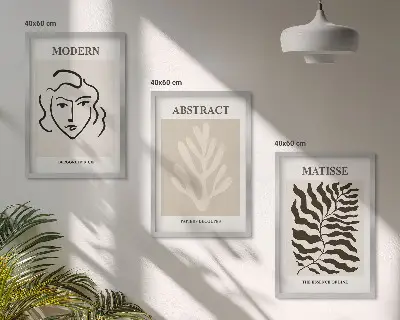Sada 3 obrazů Matisse motivy abstraktních tváří