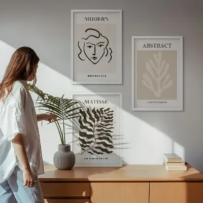 Sada 3 obrazů Matisse motivy abstraktních tváří