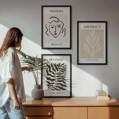 Sada 3 obrazů Matisse motivy abstraktních tváří