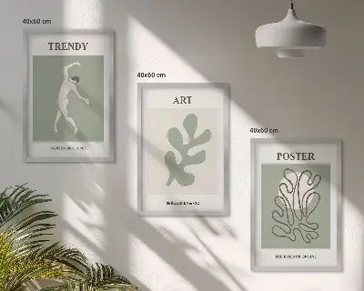 Abstraktní rostlinné postavy sada 3 obrazů