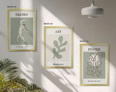 Abstraktní rostlinné postavy sada 3 obrazů