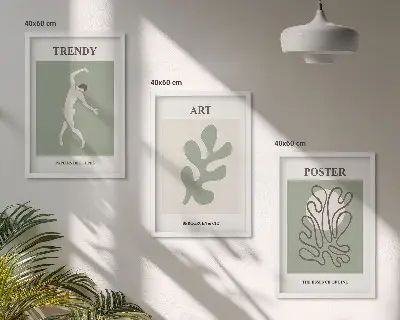 Abstraktní rostlinné postavy sada 3 obrazů