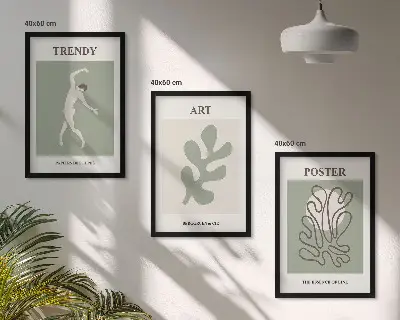 Abstraktní rostlinné postavy sada 3 obrazů
