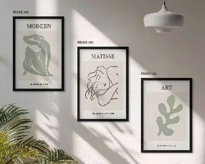 Sada obrazů do obývacího pokoje se stylovým motivem rostlinných postav
