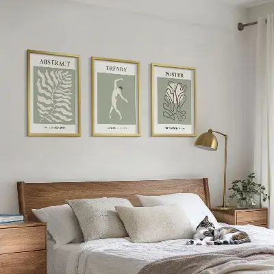 Sada 3 obrazů s motivem zelených rostlin ve stylu Matisse