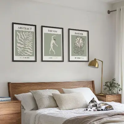Sada 3 obrazů s motivem zelených rostlin ve stylu Matisse