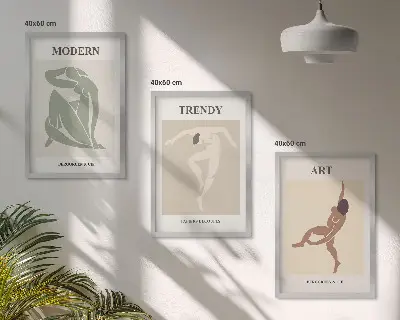 Sada 3 obrazů stylové postavy v minimalismu