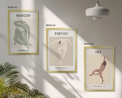 Sada 3 obrazů stylové postavy v minimalismu