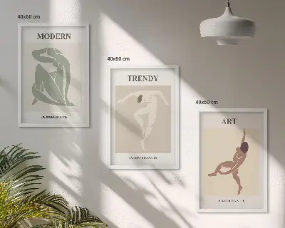 Sada 3 obrazů stylové postavy v minimalismu