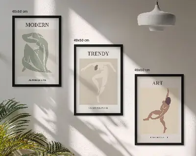 Sada 3 obrazů stylové postavy v minimalismu
