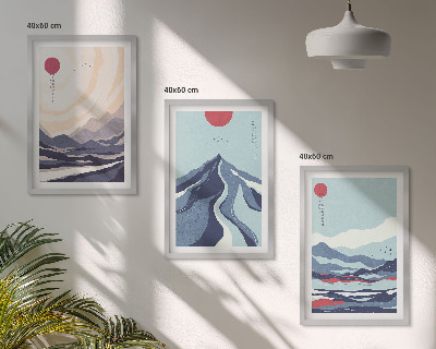 Sada obrazů do obývacího pokoje Abstraktní japonské hory