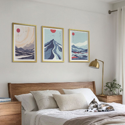 Sada obrazů do obývacího pokoje Abstraktní japonské hory