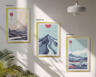 Sada obrazů do obývacího pokoje Abstraktní japonské hory