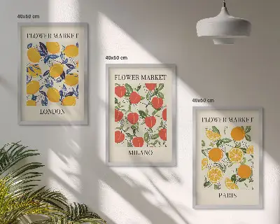 Sada obrazů do obývacího pokoje květinové plakáty s motivem měst