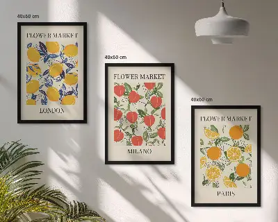Sada obrazů do obývacího pokoje květinové plakáty s motivem měst