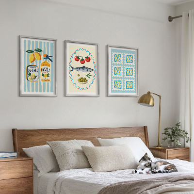 Sada 3 obrazů Ilustrace kuchyně ve středomořském stylu