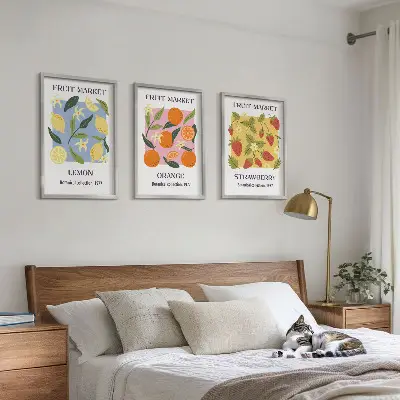 Sada obrazů na stěnu s motivem ovoce s citrony a jahodami
