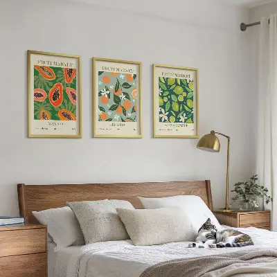 Sada 3 obrazů vintage plakáty s motivem ovoce