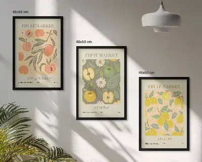 Sada nástěnných obrazů retro plakáty s ovocnými motivy