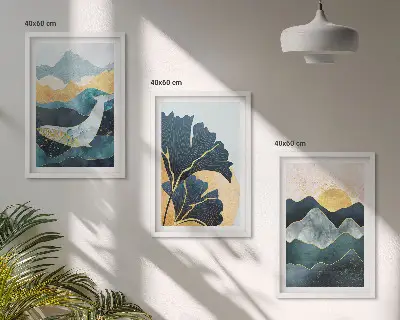 Sada obrazů do obývacího pokoje s motivem abstraktních horských výhledů