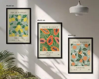 Sada obrazů do obývacího pokoje s ovocným motivem citronů a papáji