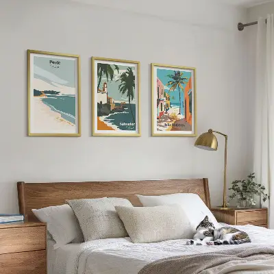 Sada 3 obrazů tropické pláže a palmy