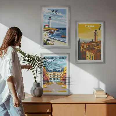 Sada 3 obrazů výhledy na moře a přímořská města