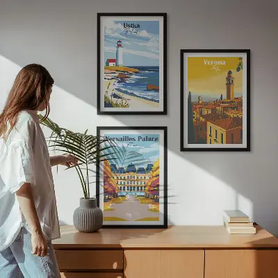 Sada 3 obrazů výhledy na moře a přímořská města