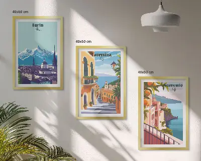 Sada obrazů do obývacího pokoje barevné retro městské scenérie