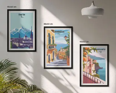 Sada obrazů do obývacího pokoje barevné retro městské scenérie