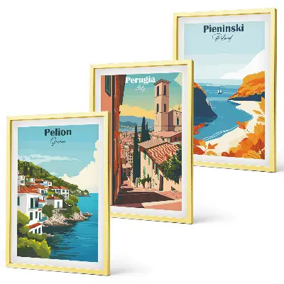 Malebné retro krajiny sada 3 obrazů