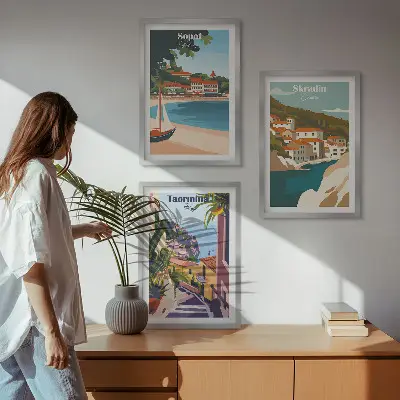 Obrazová kompozice ilustrace přímořského města