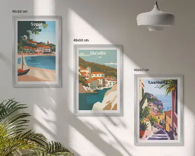 Obrazová kompozice ilustrace přímořského města