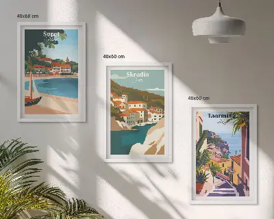 Obrazová kompozice ilustrace přímořského města