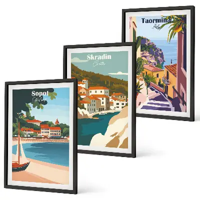 Obrazová kompozice ilustrace přímořského města