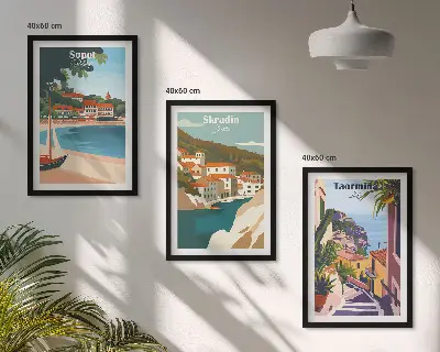 Obrazová kompozice ilustrace přímořského města