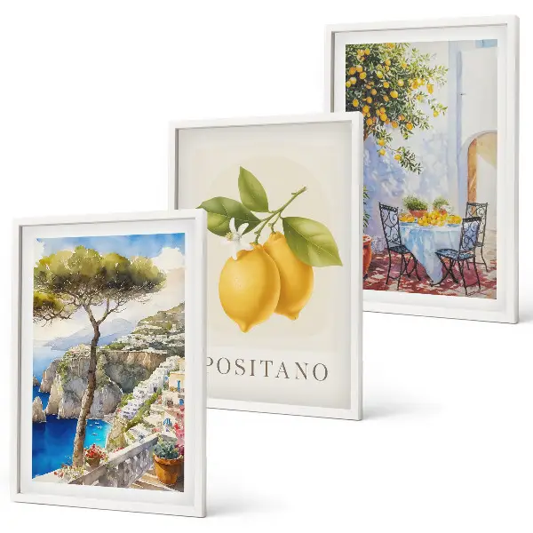 Výhledy na Positano s citrony sada 3 obrazů