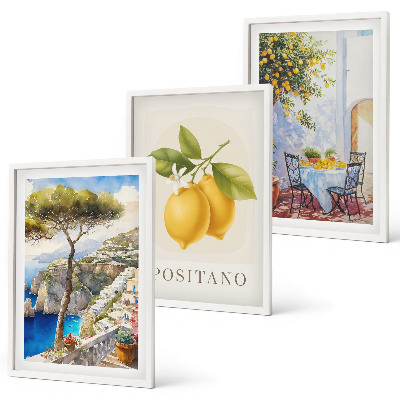 Sada 3 obrazů Výhledy na Positano s citrony