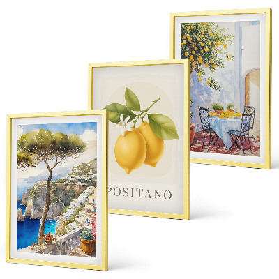 Sada 3 obrazů Výhledy na Positano s citrony