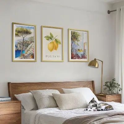 Výhledy na Positano s citrony sada 3 obrazů